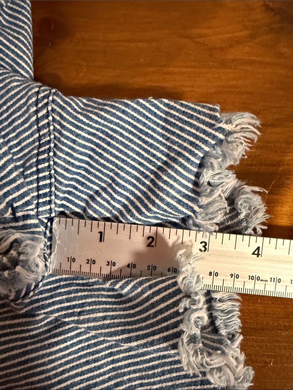 wild fable Blue and White Pinstripe Drawstring Jean Shorts with pockets - Picture 7 of 7